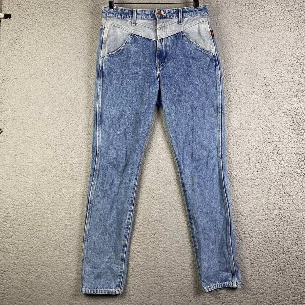 VTG Jordache High Rise Western Jeans Womens Size 29 Two Tone USA Made Colorblock